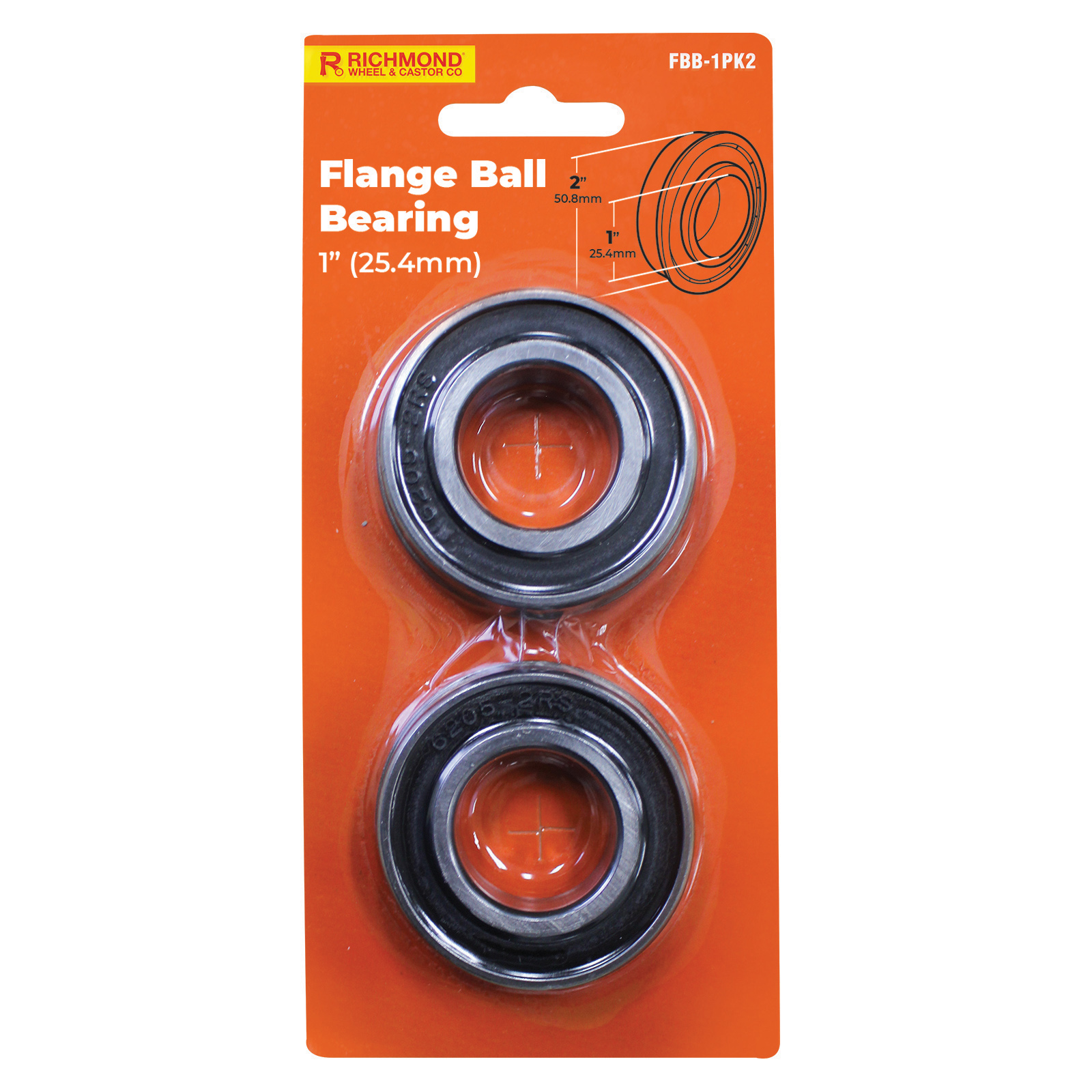 Flange Ball Bearing 2" O.D X 1" I.D (FBB1) Richmond Wheel & Castor Co