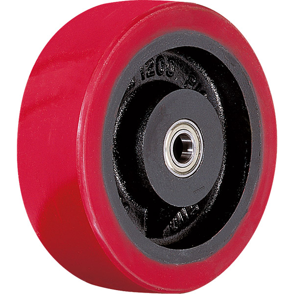 300mm Polyurethane Tyred Cast Iron Centred Wheel 40mm Axle Diameter