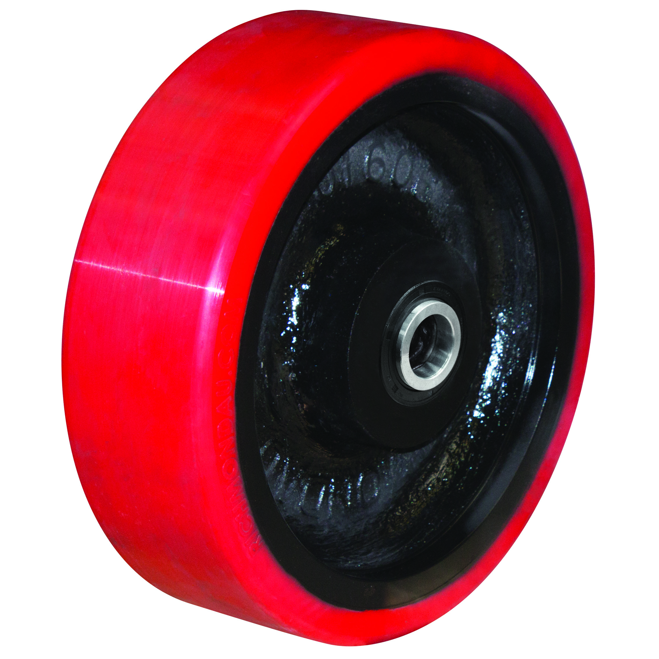 400mm Polyurethane Tyred Cast Iron Centred Wheel 40mm Axle Diameter