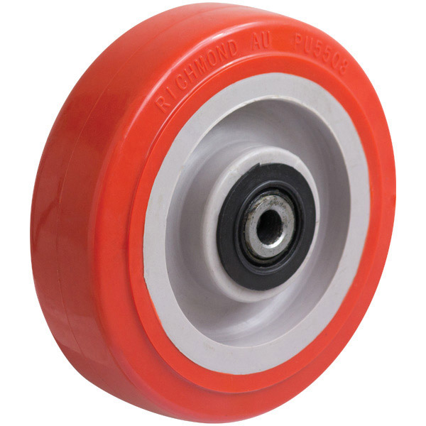 125mm Polyurethane Tyred Nylon Centred Wheel 1/2" Axle Diameter