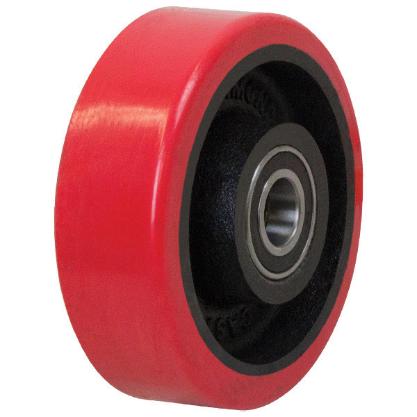 150mm Polyurethane Tyred Cast Iron Centred Wheel 20mm Axle Diameter
