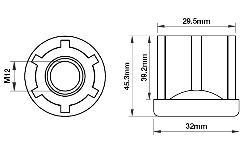 32mm Round M12 Threaded Insert Mild Steel TIR32R0M12 Richmond 32mm-round-m12-threaded-insert-mild-steel-tir32r0m12-richmond