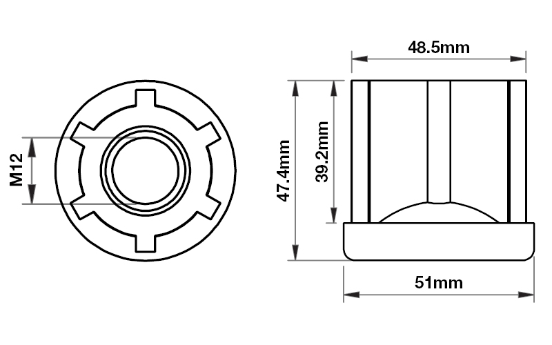 51mm Round M12 Threaded Insert Mild Steel (TIR51R0M12) - Richmond ...