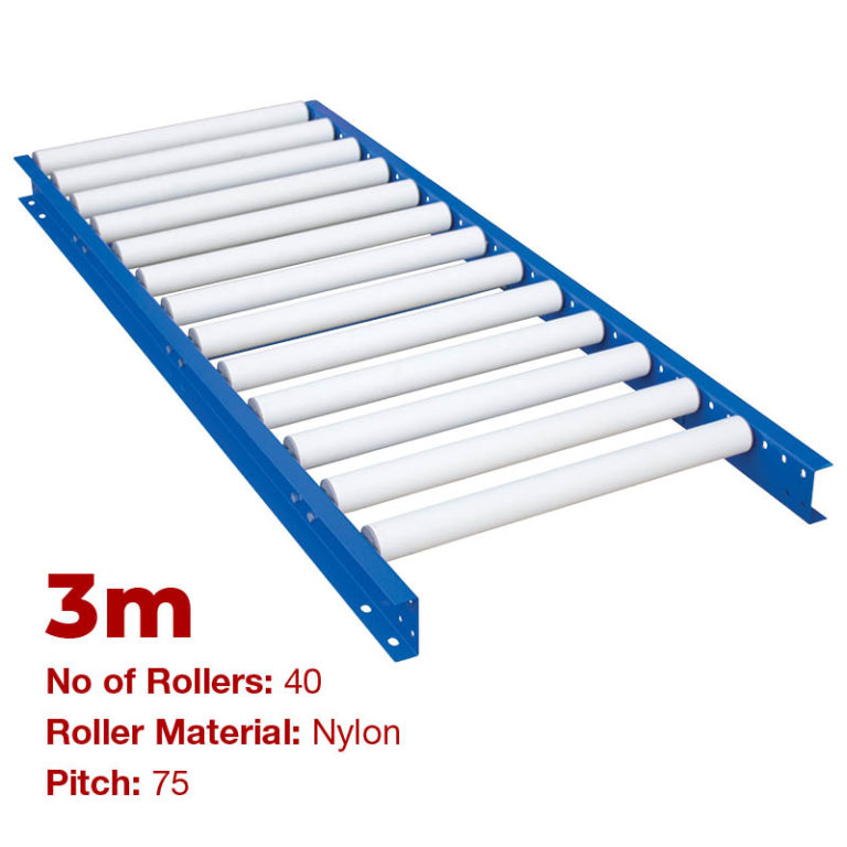600mm Wide Gravity Conveyor with Nylon Rollers 3m Long (CGR099