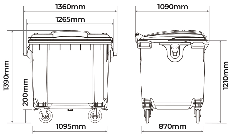 Familiar Twisted surplus 1100 litre wheelie bin Cleanly mix Duchess