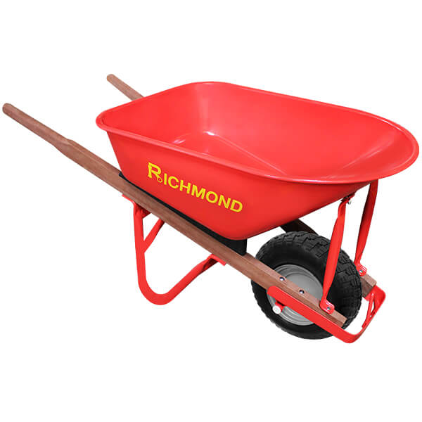 Heavy Duty Timber Handle Wheelbarrows With Red HD Steel Tray Richmond