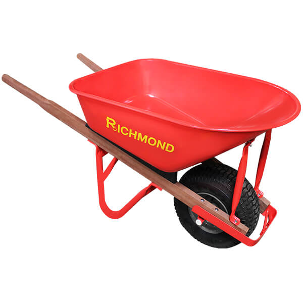 Heavy Duty Timber Handle Wheelbarrows With Red HD Steel Tray Richmond
