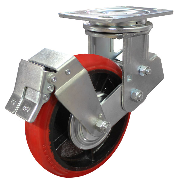 200mm Poly Spring Loaded Swivel Castor with Brake (S8089B) Richmond