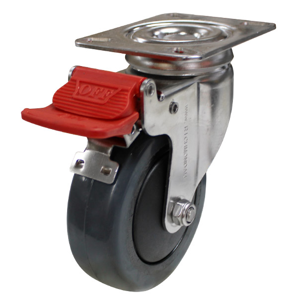 100mm Elastic Rubber Wheel Swivel Brake Castor (S4415B) Richmond