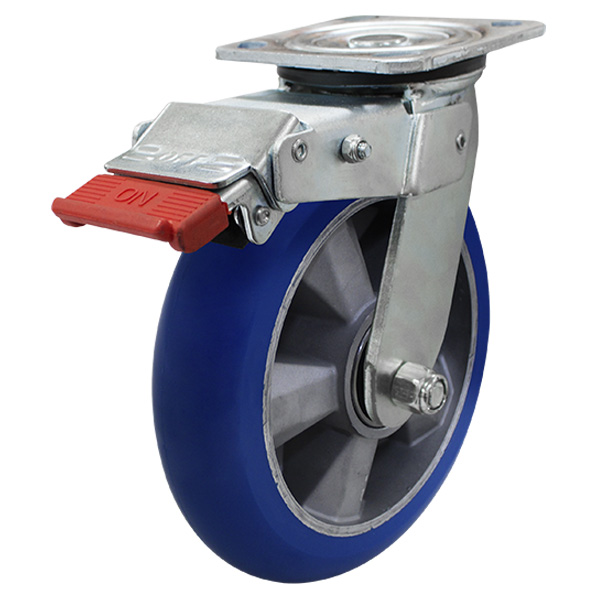 200mm Donut Profile Poly on Aluminium Wheel Castor 250kg Capacity