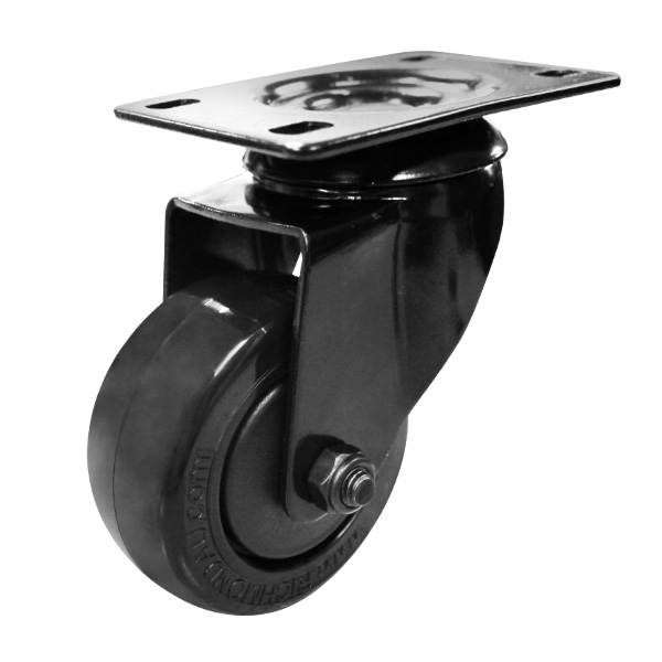 75mm Black Polyurethane Wheel 80kg Capacity Swivel Castor (S3398
