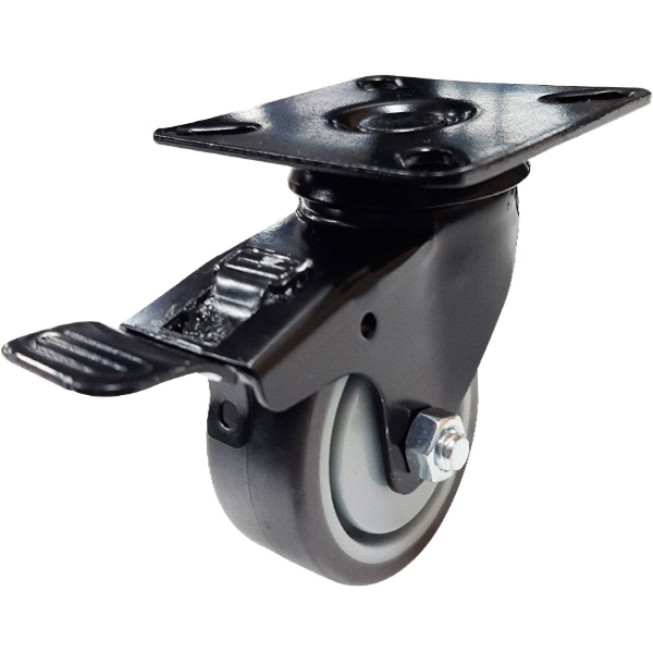 Wicke Castor 50mm Brake Plate Grey Rubber Plain BRG 