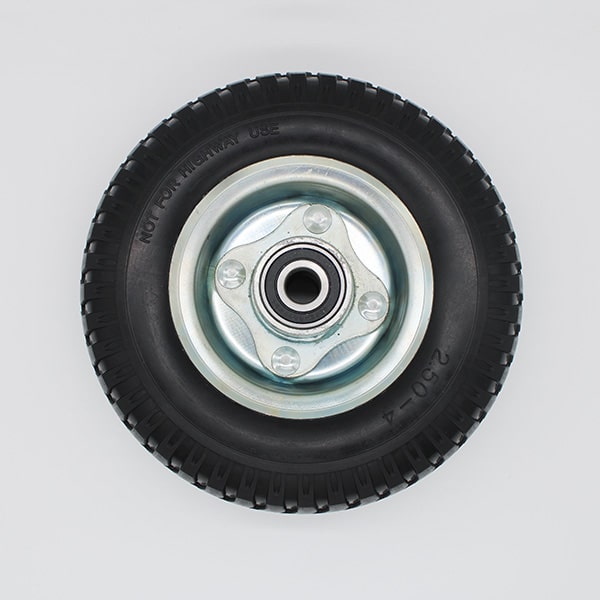 Birdseye view of a 215mm Puncture Proof Wheel with a 5/8 inch Axle Diameter