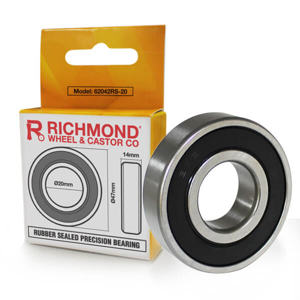 6204 RS Bearing O.D 47mm x I.D 20mm x W 14mm Richmond Wheel & Castor Co