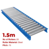 450mm Wide Gravity Conveyor with Steel Rollers - 1.5m Long (CGR081)