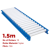 450mm Wide Gravity Conveyor with Nylon Rollers - 1.5m Long (CGR086)