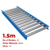 600mm Wide Gravity Conveyor with Steel Rollers - 1.5m Long (CGR092)