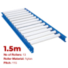 600mm Wide Gravity Conveyor with Nylon Rollers - 1.5m Long (CGR095)