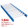 600mm Wide Gravity Conveyor with Nylon Rollers - 1.5m Long (CGR097)