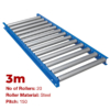 600mm Wide Gravity Conveyor with Steel Rollers - 3m Long (CGR102)