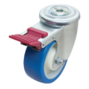 100mm Rebound Polyurethane Wheel, 150kg Capacity, Bolt Hole Swivel Brake Castor (S4216B)