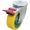 125mm Polyurethane Tyred Cast Iron Centred Wheel, 200kg Capacity, Bolt Hole Swivel Brake Castor (S5220B)