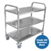 950 x 500mm 3 Tier Grade 201 Stainless Service Trolley (STR332)