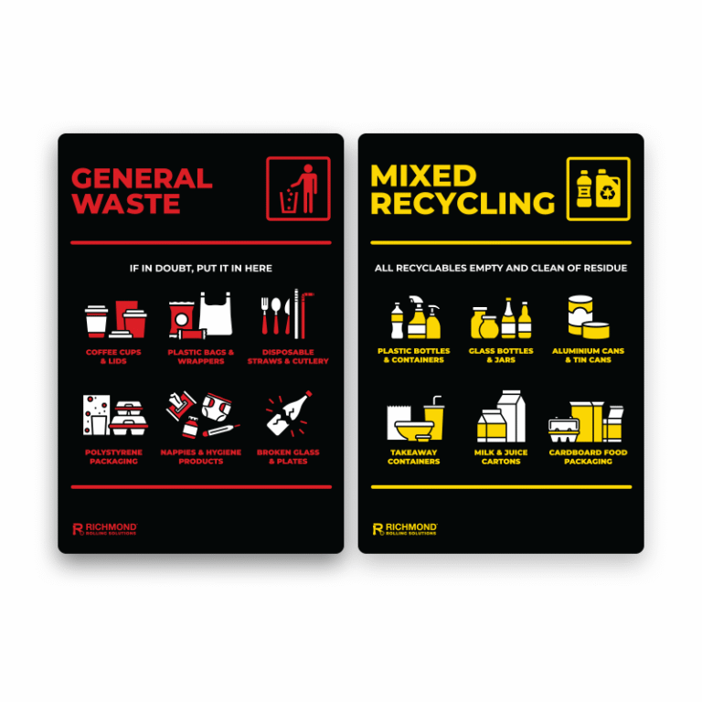 Waste Recycling Signage Set - General Waste & Recycling (WRSSTICKSET1 ...