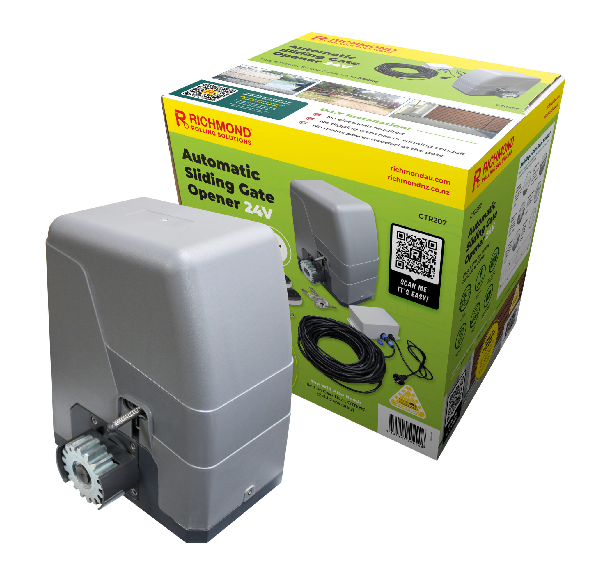 24V DC Low Voltage Sliding Gate Motor suitable for gates up to 800kg ...