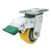 100mm Crowned Polyurethane Tyred Aluminium Centred Wheel 300kg Capacity Swivel Castor with Directional Lock (S4274D)