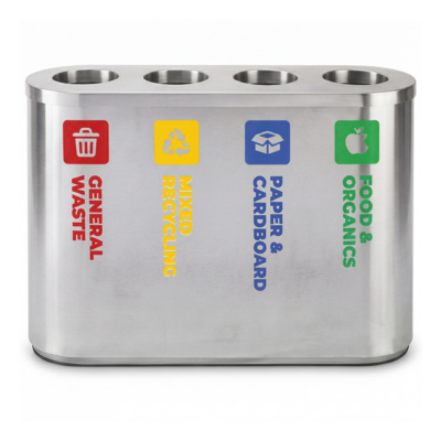 4 bin stainless steel recyling station