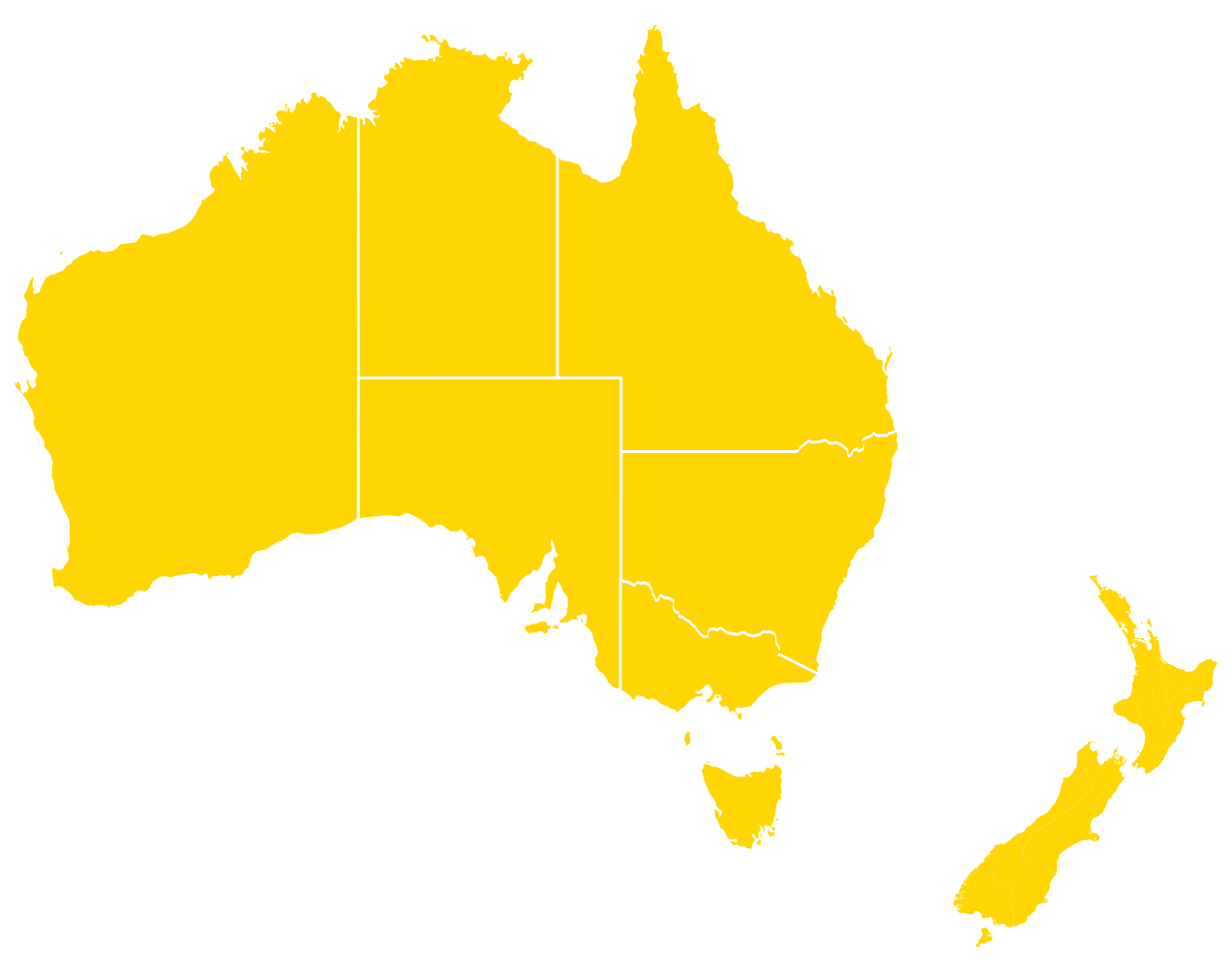 Map showing Richmond Rolling Solutions stores across Australia and New Zealand