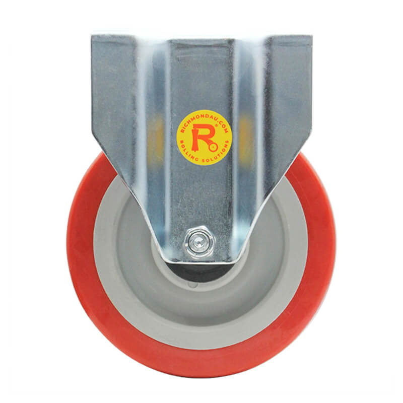 125mm Polyurethane Tyred Nylon Centred Wheel, 200kg Capacity Rigid Castor (R5045) - Image 2
