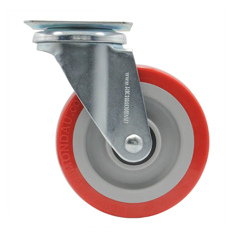 125mm Polyurethane Tyred Nylon Centred Wheel, 200kg Capacity Swivel Castor (S5044) - Image 4