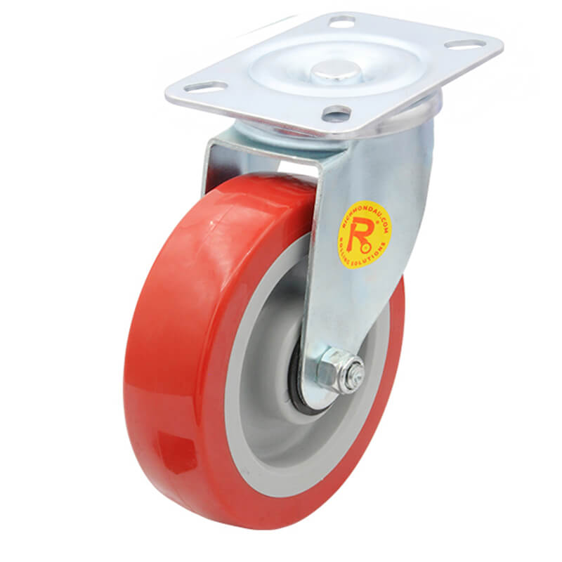 125mm Polyurethane Tyred Nylon Centred Wheel, 200kg Capacity Swivel Castor (S5044)