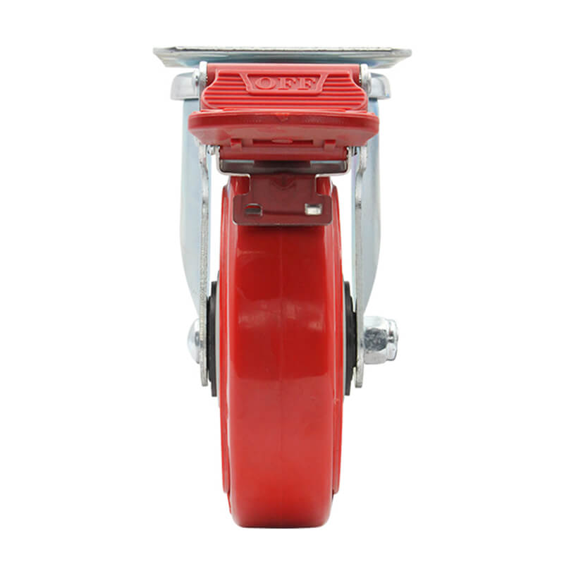 125mm Polyurethane Tyred Nylon Centred Wheel, 200kg Capacity Swivel Brake Castor (S5044B) - Image 3