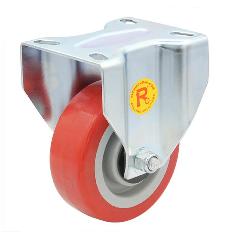 100mm Polyurethane Tyred Nylon Centred Wheel, 200kg Capacity Rigid Castor (R4045)