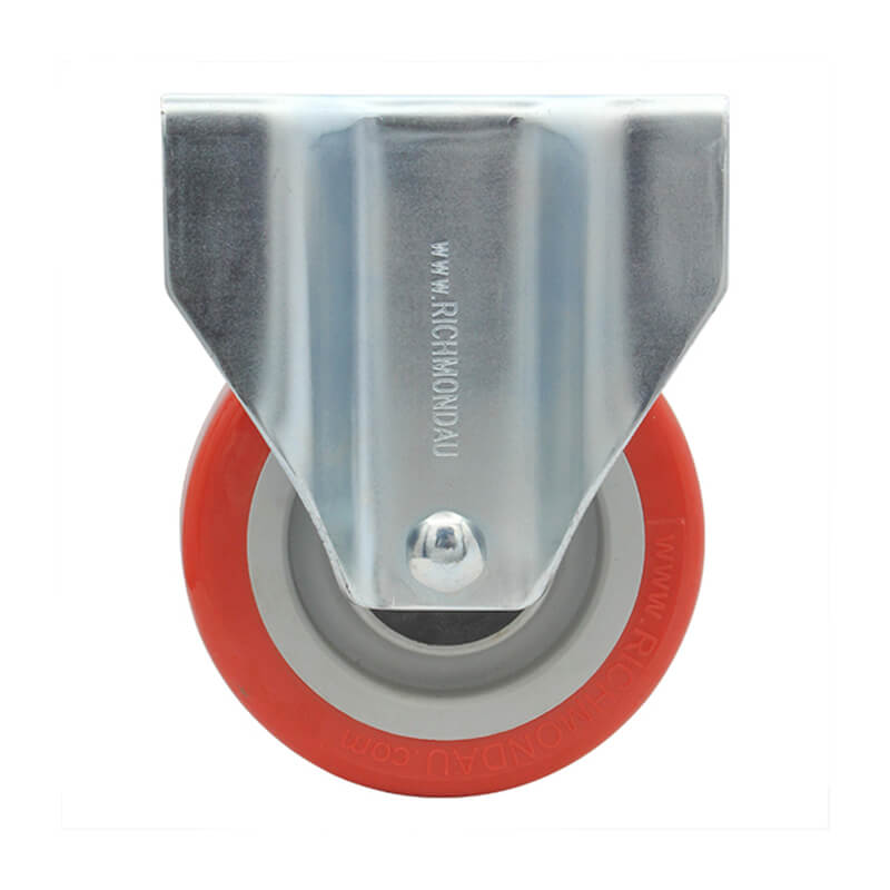 100mm Polyurethane Tyred Nylon Centred Wheel, 200kg Capacity Rigid Castor (R4045) - Image 2