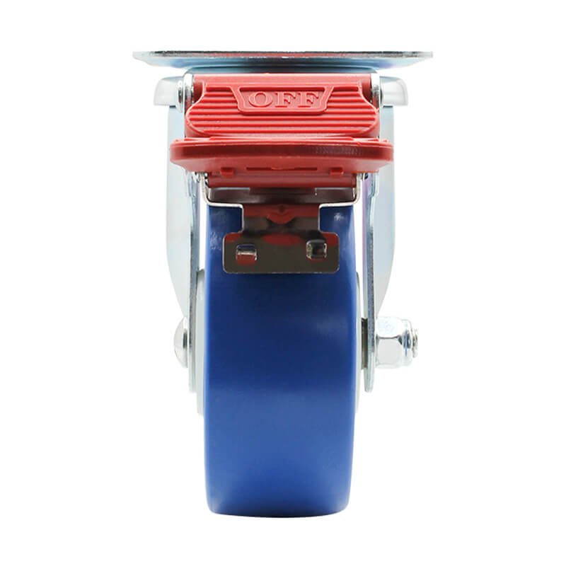 100mm Rebound Polyurethane Wheel, 150kg Capacity Swivel Brake Castor (S4054B) - Image 3