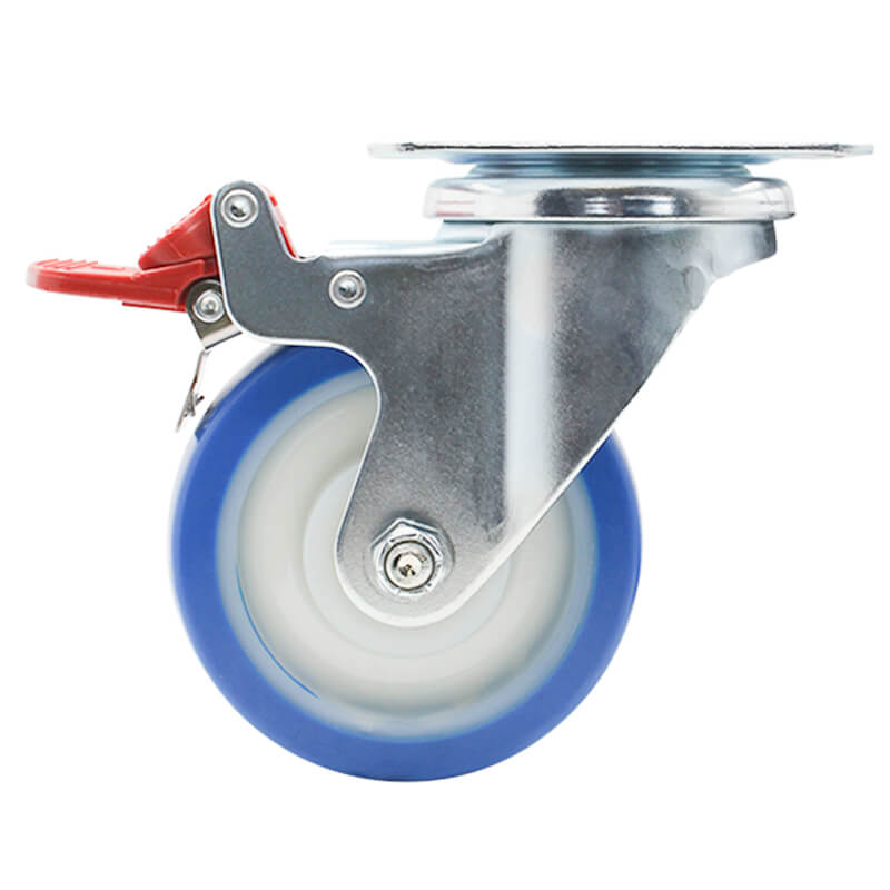 100mm Rebound Polyurethane Wheel, 150kg Capacity Swivel Brake Castor (S4054B) - Image 2